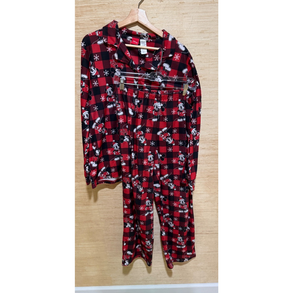 Disney Christmas Mickey Mouse Women's SZ LRG L Pajamas SET COZY Shirt/Pants 2832